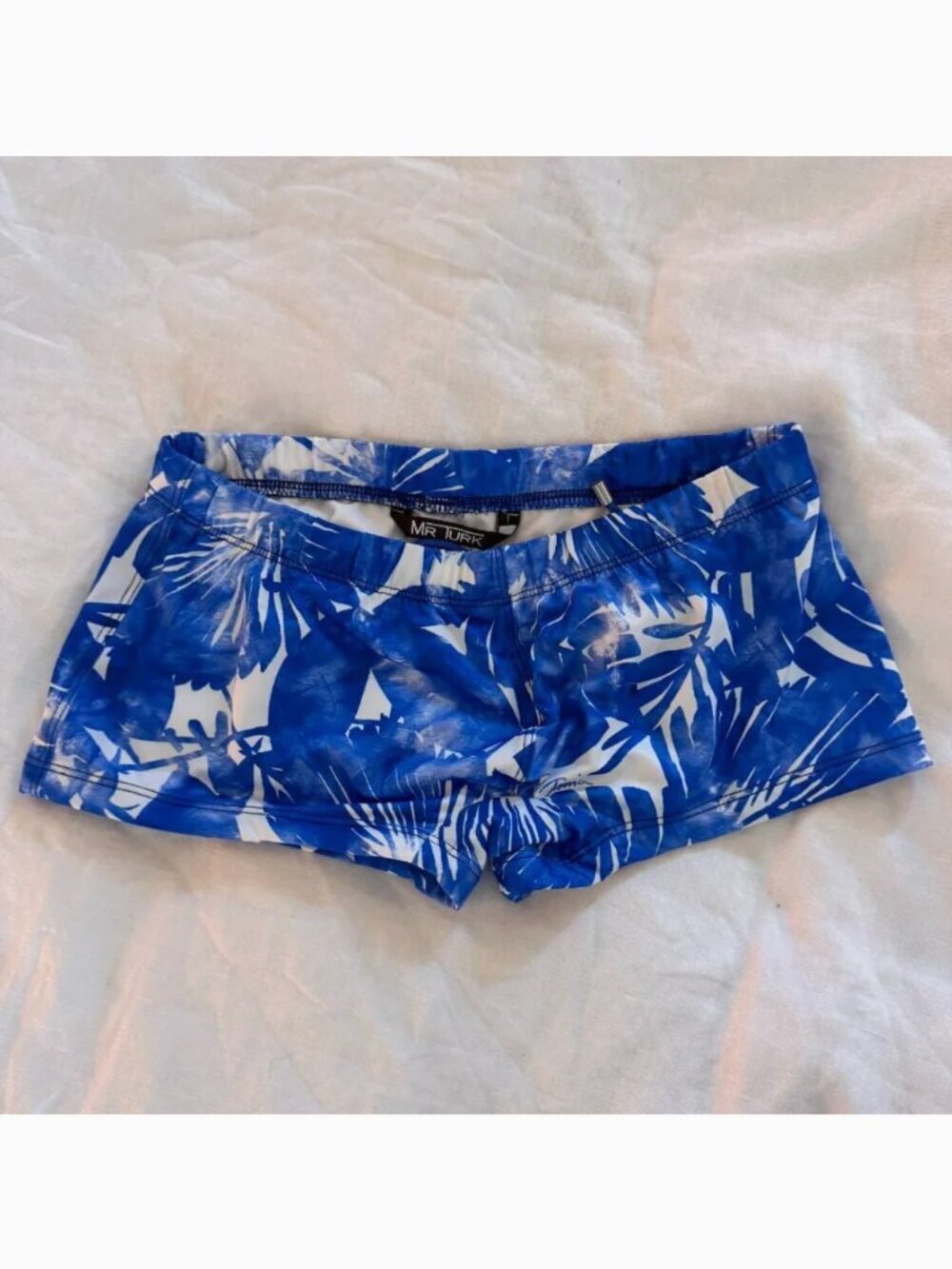 Mr Turk (Trina Turk) Blue Palm Print Swim Trunks/ Sunga